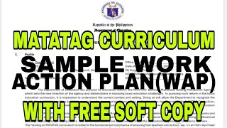 Sample Work Action Plan  Matatag Curriculum [upl. by Gnaoh]