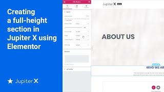 Creating a full height section in Jupiter X using Elementor [upl. by Namajneb280]