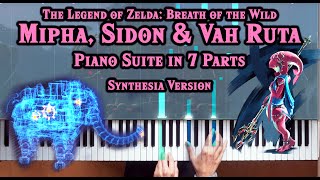 Zelda Breath of the Wild  Mipha Sidon amp Vah Ruta Piano Medley wSynthesia How To PlayTutorial [upl. by Joseph232]