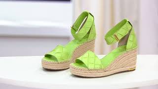 Franco Sarto Leather Woven Espadrille Wedges  Clemens on QVC [upl. by Noseaj212]