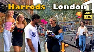 Walking Tour Around London Harrods Knights Bridge  4K HDR [upl. by Karita]