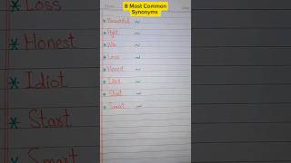 8 Most Common Synonyms  English Synonyms  english shorts [upl. by Waxman]