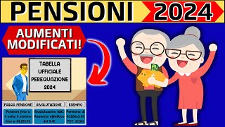 ✅AUMENTI PENSIONI GENNAIO 2024👉TABELLA UFFICIALE PEREQUAZIONE 2024👉CONTROLLA❗️ [upl. by Ahsirtap]