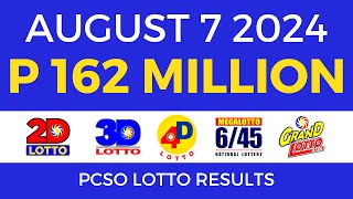 Lotto Result Today 9pm August 7 2024  PCSO Complete [upl. by Ainaj]