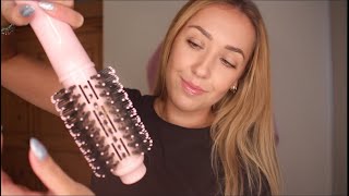 ASMR Styling Your Hair  Curling and Pinning Blowout Hairstyle [upl. by Ahsart]