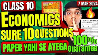 Economics Sure 10 Guaranteed Questions 🤯 Board Exam Class 10 Economics important questions class 10 [upl. by Yelnikcm570]