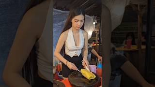 Norngfaiy Omelette Lady in Vientiane Night Market  Street Food streetfood [upl. by Ecart]