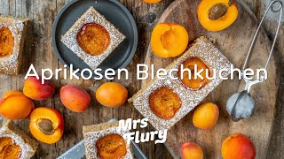 Aprikosenkuchen vom Blech  leichtes Biskuit ohne Eier  vegan backen [upl. by Enahs876]