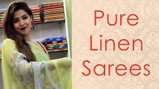 Pure Linen Sarees Collection by BharatSthali [upl. by Ardnalak51]