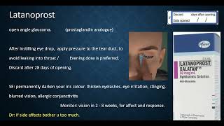 latanoprost xalatan glaucoma OSCE pharmullary OSCE counselling Roze Pharm [upl. by Anaic]