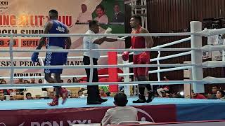 Bram Betaubun Dgn gaya muhammad ali hajar petinju aceh dgn angka mutlak PON 2024 SUMUT KELAS 80 kg [upl. by Joete]