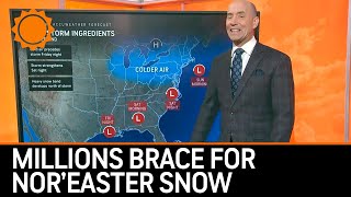 Millions Brace for Noreaster Snow  AccuWeather [upl. by Yroger]