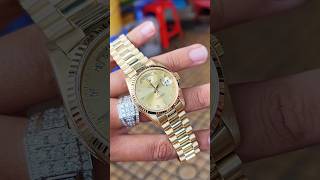 Review Rolex Daydate 18038 mặt Champagne cọc xoàn baguette 69 P2 dongho rolex review longswiss [upl. by Brittnee]