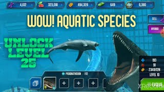 UNLOCK LEVEL 25  WOW AQUATIC SPECIES SUPERB😍  JURASSIC WORLD THE GAME [upl. by Noyrb]