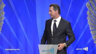 Jennifer Siebel Newsom presents award to Lt Gov Gavin Newsom at glaadawards [upl. by Berey219]