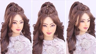 Stylish best ponytail l wedding hairstyles kashees l curly bridal hairstyles l engagement look [upl. by Schechter]