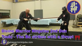 Ninjutsu 2nd Dan  136  Tsuki  The Bo strikes with a thrust [upl. by Lilaj]