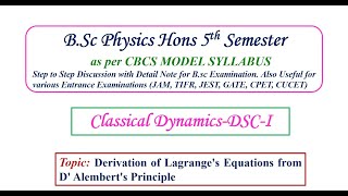 Derivation of Lagranges Equations from D Alemberts Principle  Classical Dynamics [upl. by Coletta]