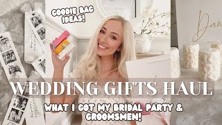 WEDDING GIFTS HAUL What I got my bridal party  Bridesmaid  Groomsmen gift ideas Flower girl 2024 [upl. by Peta]