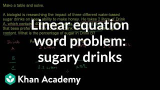 Mixture problems 3  Linear equations  Algebra I  Khan Academy [upl. by Kalina313]