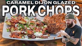 CaramelDijon Glazed Pork Chops Super Easy and Delicious  Blackstone Griddle [upl. by Kcirrem]