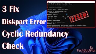 How to Fix Diskpart Error Data Error Cyclic Redundancy Check Solution [upl. by Sherrill]