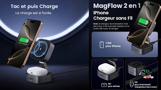 UGREEN MagFlow Chargeur Induction iPhone Qi 15W Compatible avec MagSafe 2 en 1 [upl. by Chao801]