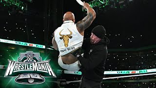 The Undertaker delivers an epic Chokeslam to The Rock WrestleMania XL Sunday highlights [upl. by Yroc]