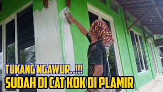 Skim Coat  Cara Plamir Dinding Pada Plasteran kasar yang Sudah di Cat Dengan Menggunakan Mortar [upl. by Latashia]