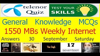 30 September 2023 Telenor Questions and Answers  Telenor Questions Today  General Knowledge MCQs [upl. by Elisa]