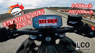 Ktm super duke 1290 R launch control acceleration top speed 0100 100200kmh sound akraprovic [upl. by Craw129]