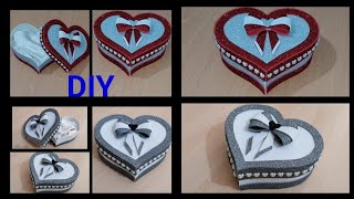 كيفية عمل علبة هدايا في شكل قلب بخطوات بسيطه جدا  DIY gift box Heart Scatola a forma di cuore [upl. by Eninahpets]