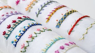 14 Hand Embroidery Borders for Beginners  Basic Embroidery Stitches [upl. by Cumine600]