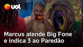 BBB 24 Marcus atende o Big Fone ganha imunidade e indica Juninho Pitel e Luigi ao Paredão [upl. by Errecart]