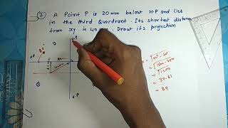 A Point P is 20 mm below HP and lies in the third Quadrant Its shortest distance from xy is 40 [upl. by Ybot]