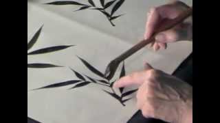 How to paint Black Ink Bamboo leaves in Sumie Chinese Brush technique [upl. by Delano]