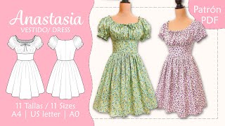 Tutorial de Costura de Vestido milkmaid estilo cottagecore  Patrón PDF Descargable  ANASTASIA [upl. by Acinok746]