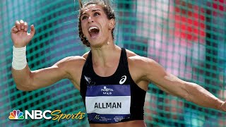 Valarie Allmans clutch throw delivers discus title in Florence  NBC Sports [upl. by Wallford372]