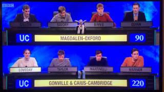 University Challenge 2015 Caius Loveday Final Hapax Legomenon [upl. by Lilli]