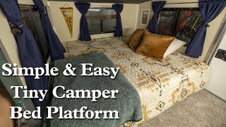 Simple Tiny Camper Bed Platform  Runaway Camper Teardrop Camper DIY Camper Custom RV Mattress [upl. by Ahseyd]