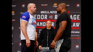 Fedor Emelianenko vs Rampage Jackson Bellator WeighIn Staredown  MMA Fighting [upl. by Enaols729]