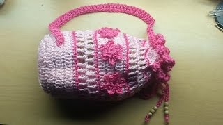 How to Crochet a Handbag  Small Drawstring Handbag [upl. by Tilney]