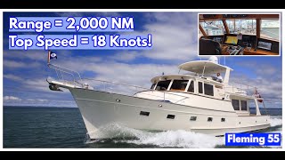 22M Fleming 55 Trawler YACHT TOUR Perfect Liveaboard [upl. by Auqinehs]