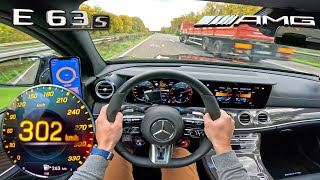 2023 MercedesAMG E63 S WAGON  TOP SPEED on AUTOBAHN [upl. by Airdnas]