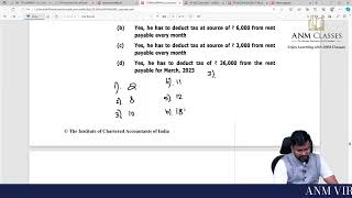 DIRECT TAXATION CLASS  ON 28102023  ANM CLASSES  CHENNAI [upl. by Anrahc]