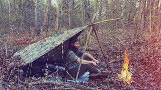 Solo Overnight Camping in the Woods Plash Palatka Shelter and Ranger Roll [upl. by Anaerol]