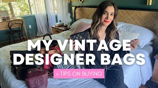 MY VINTAGE DESIGNER BAG COLLECTION  TIPS FOR BUYING [upl. by Llewop]