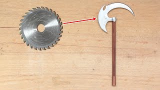 Turn an old saw blade into a miniature battle axe [upl. by Notsyrb125]