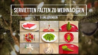 Servietten falten zu Weihnachten – 9 einfache Anleitungen [upl. by Delfeena]