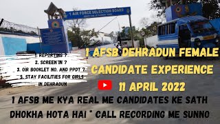 1Afsb Dehradun Female Candidate experience 11 April 2022  Stay facilityafsbssbppdtssbinterview [upl. by Furey506]